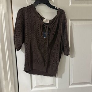 Universal Thread Brown Knit Top with Tie Detail